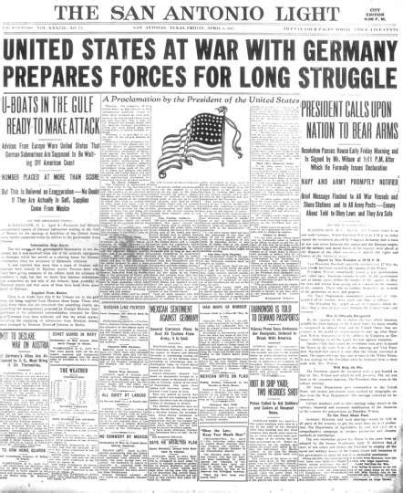 Friday April 6 1917 The United States Declares War On