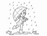 Rain Girl Coloring Umbrella sketch template