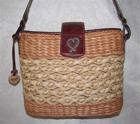 brighton braided woven natural straw and brown leather tote