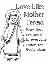 Teresa Mother Calcutta Coloring Saint St Kids Catholic Pages Activity Crafts Prayer Information Saints sketch template