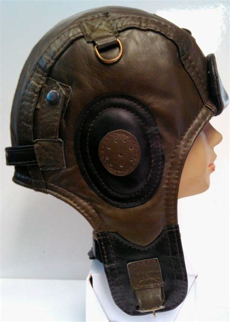 Wwii Handmade Genuine Leather Aviator Pilot Motorcycle Helmet Hat Cap