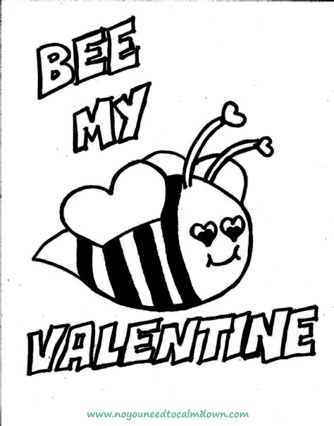 cute bee valentines day coloring page     calm