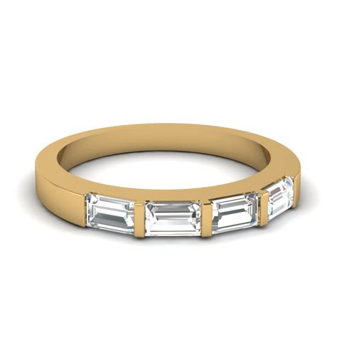 horizontal baguette wedding band   yellow gold fascinating diamonds