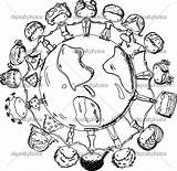 Coloring Pages Children Around Hands Holding Kids Diversity Cultural Clipart Together Cute Printable Cartoon Map Colouring Color Kindergarten Getcolorings Globe sketch template