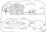Coloring Farm Pages Pigs Pig sketch template