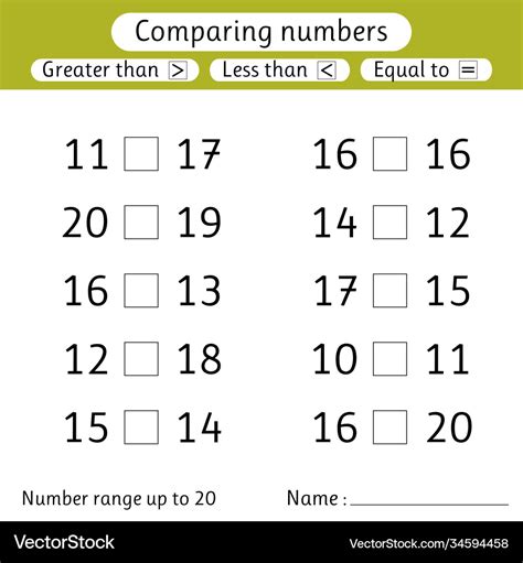 comparing numbers   greater  equal vector image