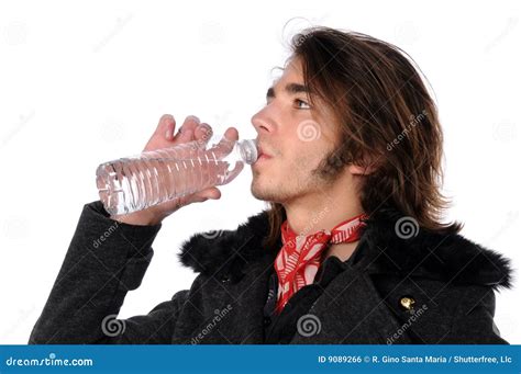 young man dringing bottled water stock photo image  cool male