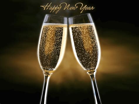 happy  year champagne glasses   black background