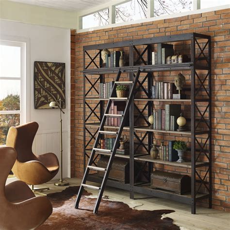 industrial wood shelving unit brickell collection modern