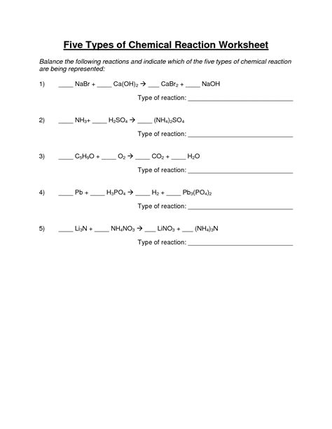 images  chemical reactions worksheet types chemical