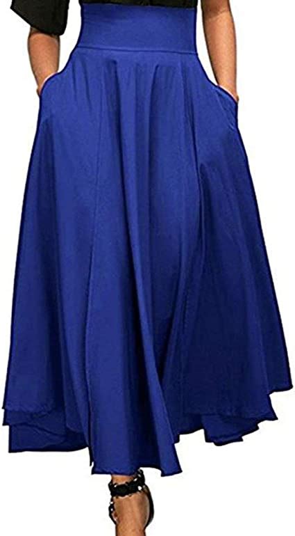 Women S Summer Skirt Color Elegant Solid Vintage A Line Skirt Fashion