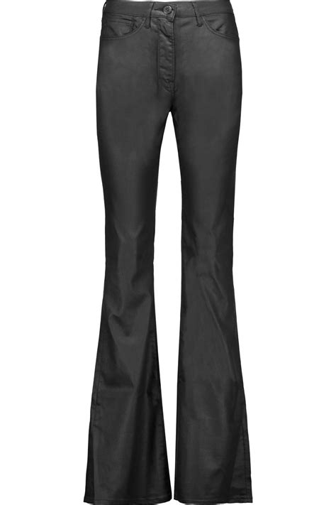 denim mid rise coated flared jeans  black lyst