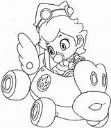Mario Kart Coloring Pages Baby Peach Princess Bros Drawing Super Car Wii Daisy Driving Her Draw Step Color Colouring Printable sketch template