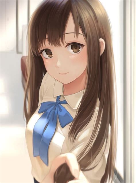 pin on anime girl brown hair