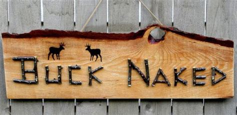 Buck Naked Sign Rustic Bath Decor Deer Hunting Sign