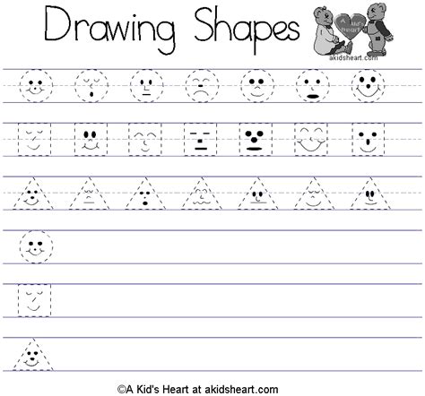 kindergarten  printable worksheets lesson colour shapes