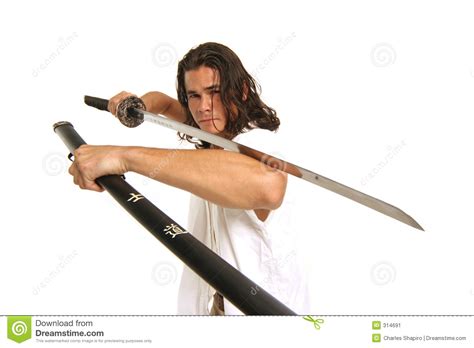 Muscular Guy With Japanese Sword Stock Image Image Of Muscular