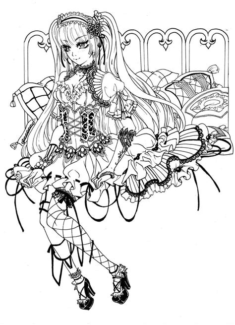 pics  gothic fairy coloring page printable anime coloring home