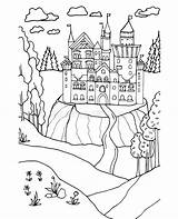 Castello Colorare Coloritura Adulti Disegnata sketch template