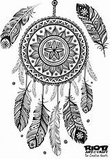 Dream Catcher Coloring Pages Mandala Catchers Dreamcatcher Tattoo Mandalas Drawing Svg Adult Vector Indian Feather Colouring Para Adults Native American sketch template