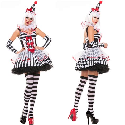 halloween costumes adult funny circus clown costume naughty harlequin