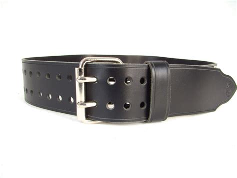 kilt belt black leather belt kilt belt double prong double hole belt