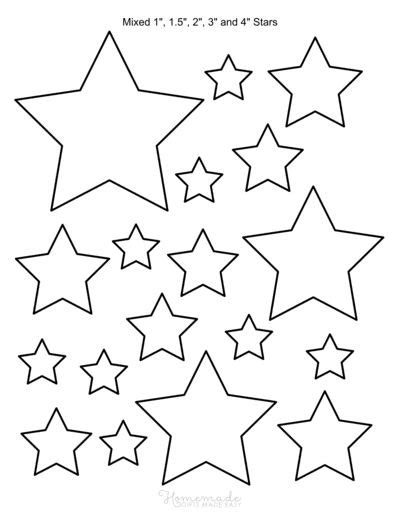 printable star templates outlines small  large sizes