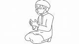 Muslim Drawing Draw Man Easy Prayer Step sketch template