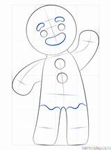 Gingerbread Man Draw Step Drawing Tutorials Cute Supercoloring Shrek Choose Board sketch template
