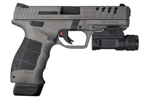 sar usa sarx mm pistol  cerakote platinum finish  tactical rail light vance outdoors