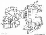 Coloring Pages Printable Smile Word Doodle Color Alley Inspirational Quotes Words Colouring Kids Sheets Quote Adult Print Da Simple Positive sketch template