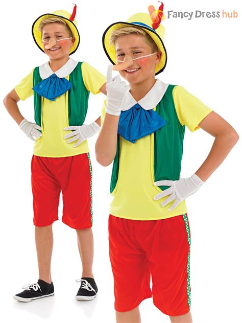 boys pinocchio fancy dress costume childs fairytale puppet outfit book