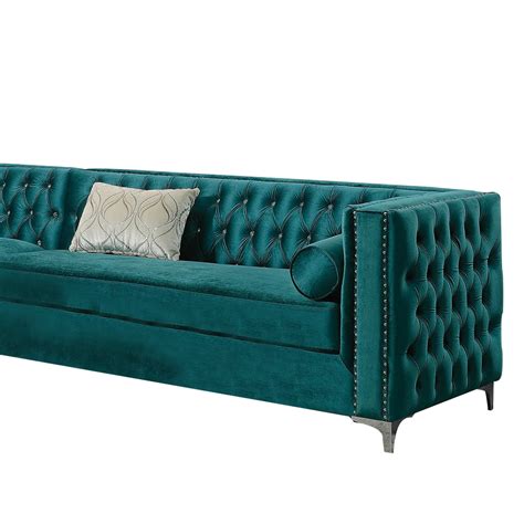 velvet upholstered  piece sectional sofa  tufted details teal blue walmartcom walmartcom