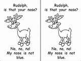 Kindergarten Christmas Emergent Reader Nose Words Color Rudolph sketch template