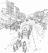Coloring Pages Western Town Wagon Adult Covered Sheets Kids Adults Native Little House Prairie Old Book Books Dover Pioneer Choose sketch template