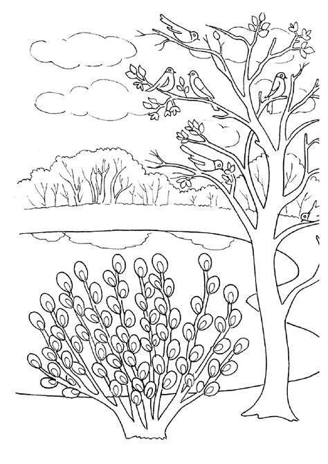 spring landscape coloring pages    print