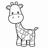 Giraffe Cute Coloring Baby Drawing Outline Illustration Cartoon Vector Illustrations Clip Stock sketch template