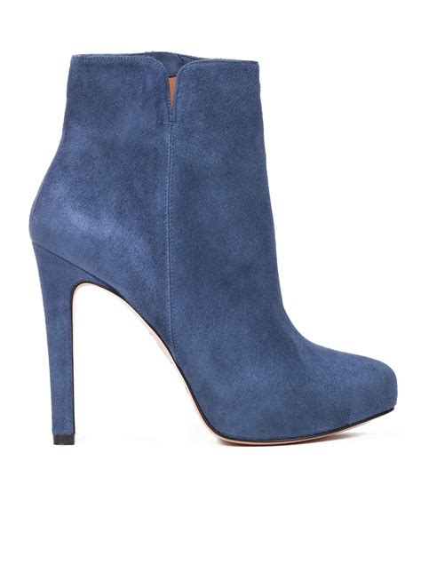 high heel ankle boots  blue suede  shoe store pura lopez pura lopez