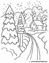 Winter Coloring Pages Landscape Kids Scene Getdrawings sketch template