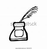 Inkwell Drawing Quill Vector Shutterstock Stock Save sketch template