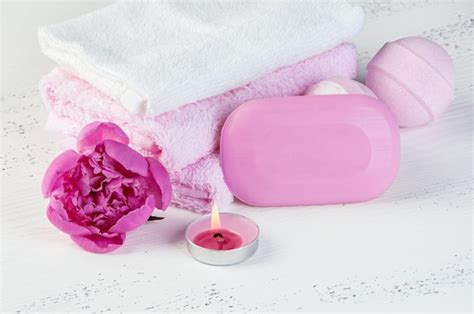 premium photo spa composition  bath bombs  pink peony