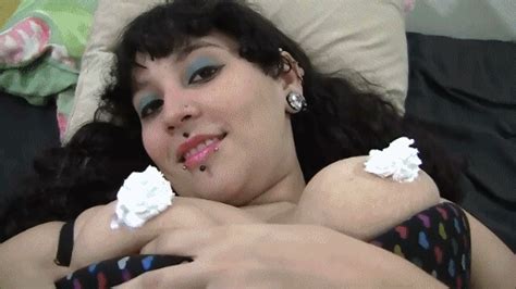 Sexy Syra Licks Whip Cream Off Her Boobs Then Has Natural Orgasm Ipod