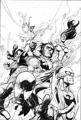 Leinil Avengers Inking Comics sketch template