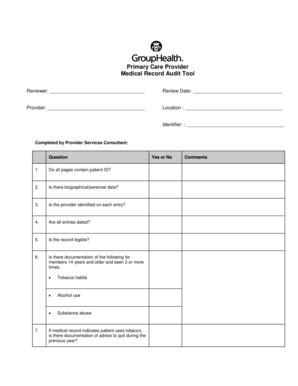 medical chart audit template fill  printable fillable blank