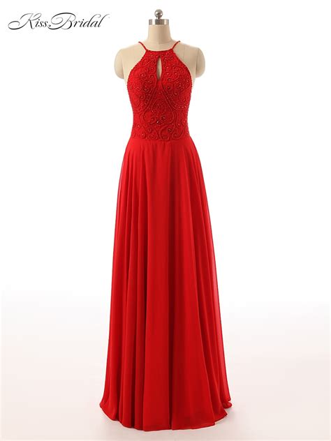 sexy red mermaid prom dress 2017 long halter beaded slim backless vestidos de fiesta formal