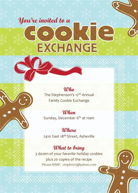 cookie exchange sign  template christmas  cookie