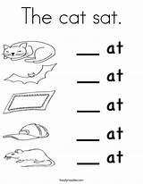 Coloring Words Sat Cat Worksheets Kindergarten Pages Noodle Preschool Print Twistynoodle Twisty Activities Sheets Built California Usa Beginning Writing Ll sketch template