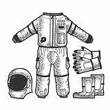 Tuta Spaziale Astronaut Spacesuit Astronauta Casco Manifesto Vettore sketch template