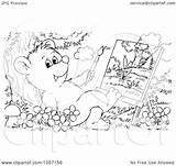 Painting Coloring Cub Bear Illustration Outline Clip Royalty Bannykh Alex Clipart sketch template