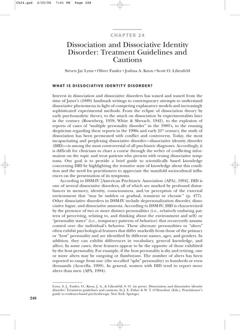 pdf dissociation and dissociative identity disorder treatment